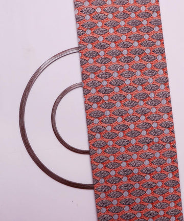 peach and black fish print denim fabric b108 6021